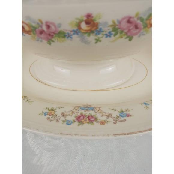 Vintage Homer Laughlin Eggshell Georgian Gravy Dish & Plate w/ Floral Design - Picture 9 of 12